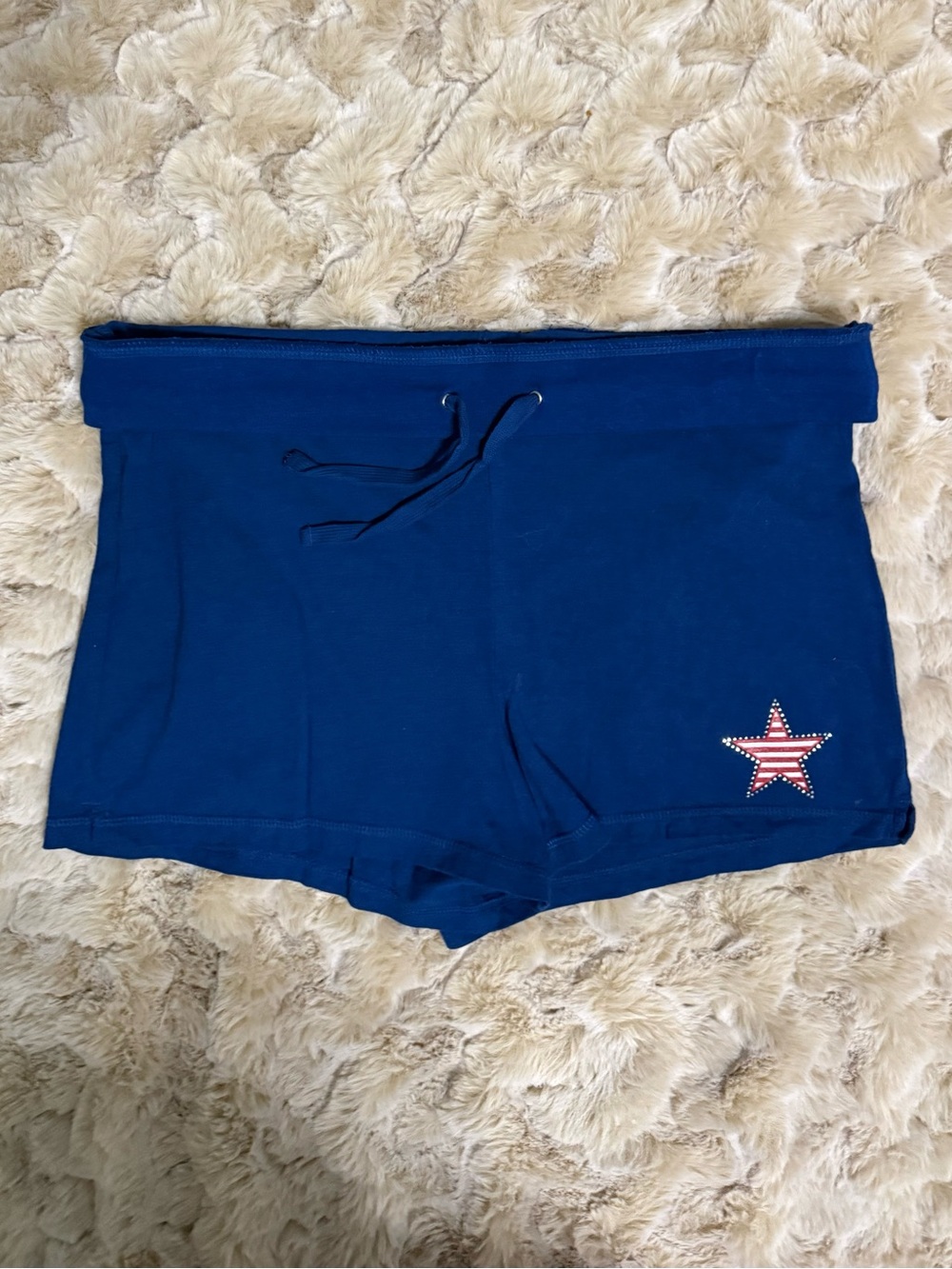 American Vintage Navy Blue Athletic Lounge Shorts with Star Accent